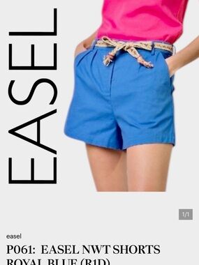 easel Bright Royal Blue High-Waist Women's Shorts_sz M